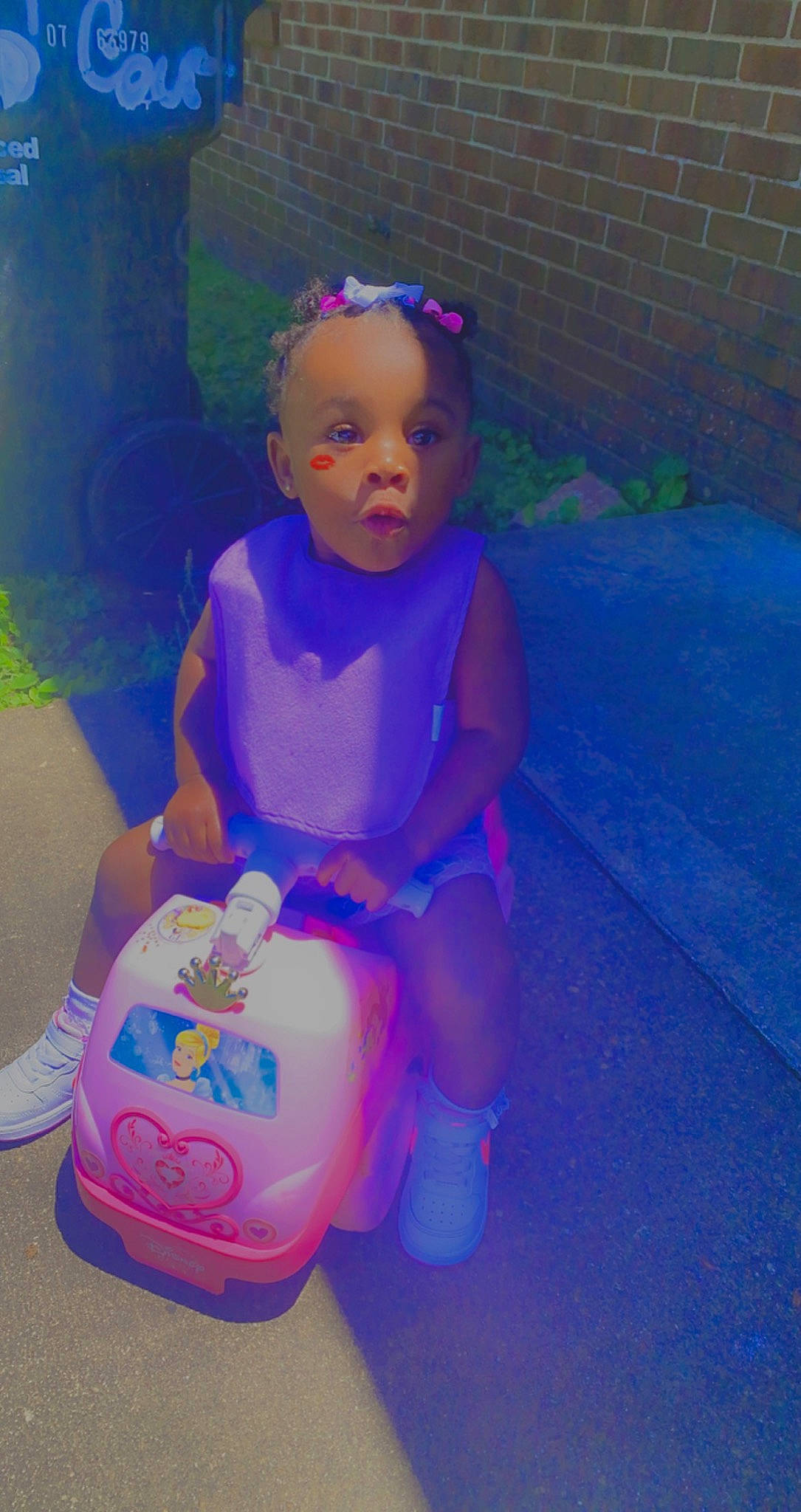 Zhara joined the competition — help win amazing prizes! azure, baby, baby_toddler_clothing, electric_blue, event, eye, face, flooring, fun, happy, hat, head, magenta, person, pink, product, purple, riding_toy, skin, toddler