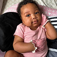 Zara is registered to the contest to win money with this photo: accessories, architecture, baby, babylaughing, bed, bedroom, blackhair, blanket, bodypart, bracelet, building, clothing, couch, cushion, face, finger, frown, furniture, glove, hair