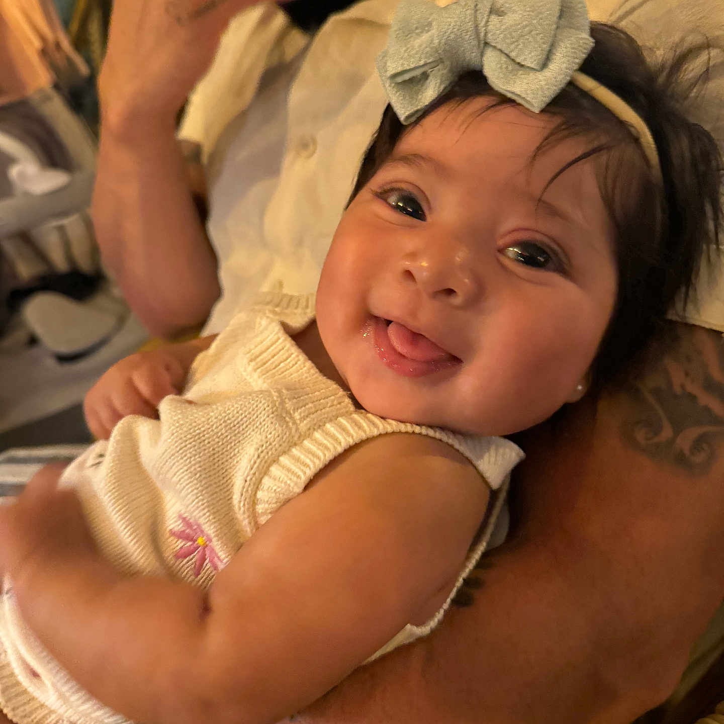 Aysha Itzareth joined the competition — help win amazing prizes! accessories, adult, baby, bodypart, couch, face, female, finger, furniture, hand, happy, head, jewelry, mouth, newborn, person, photography, portrait, smile, woman