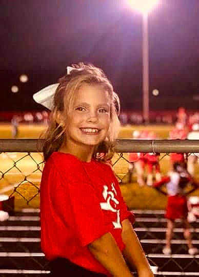 Abigail joined the competition — help win amazing prizes! blond, cheering, child, competition_event, facial_expression, fun, girl, hair, hairstyle, human_hair_color, joy, long_hair, person, product, red, smile