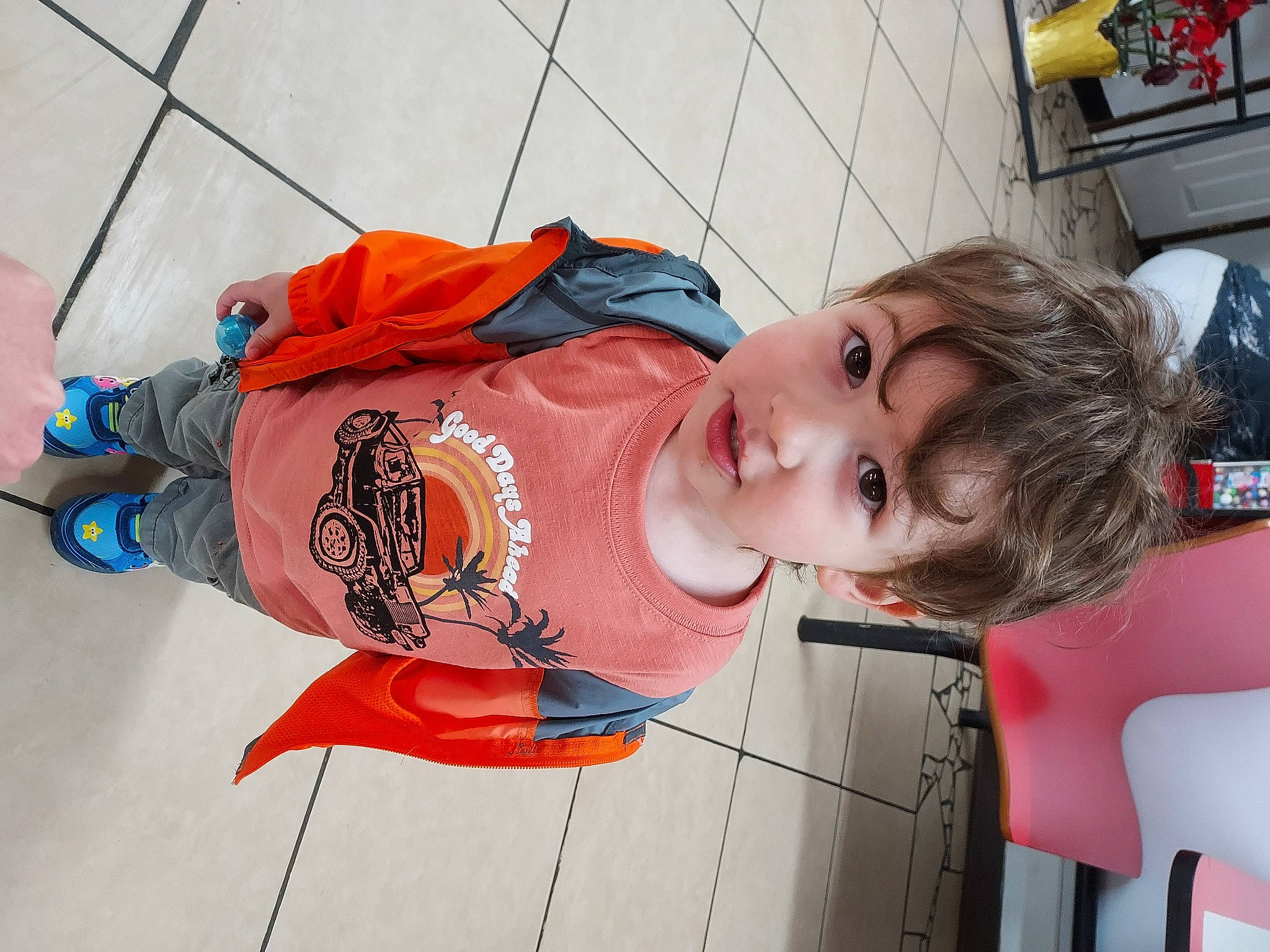 Karson joined the competition — help win amazing prizes! baby, baby_products, baby_toddler_clothing, child, fun, happy, mouth, orange, person, skin, smile, toddler, vacation