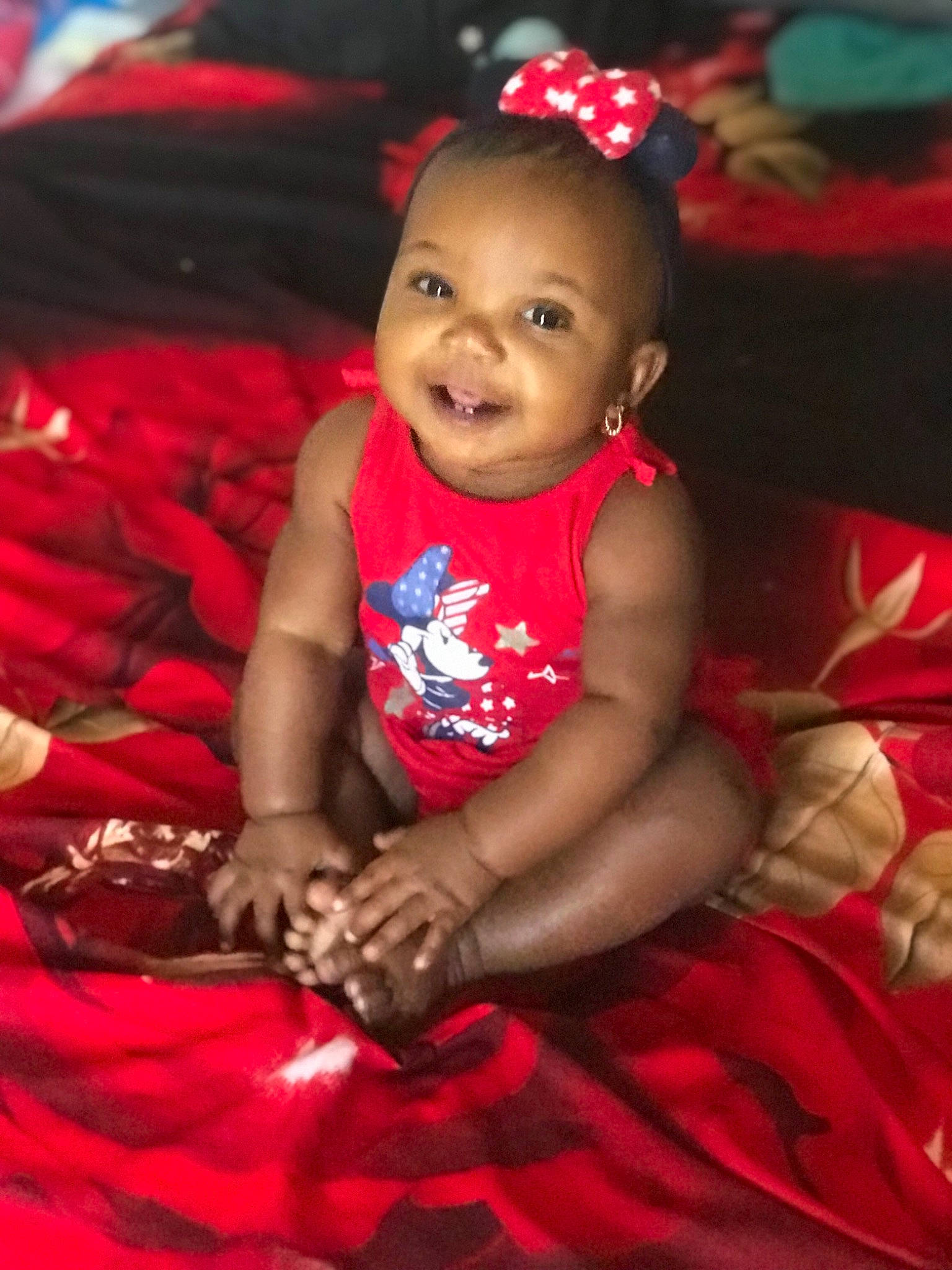 Kaiya is registered to the contest to win money with this photo: adaptation, child, child_model, fun, joy, person, red, sitting, smile, toddler