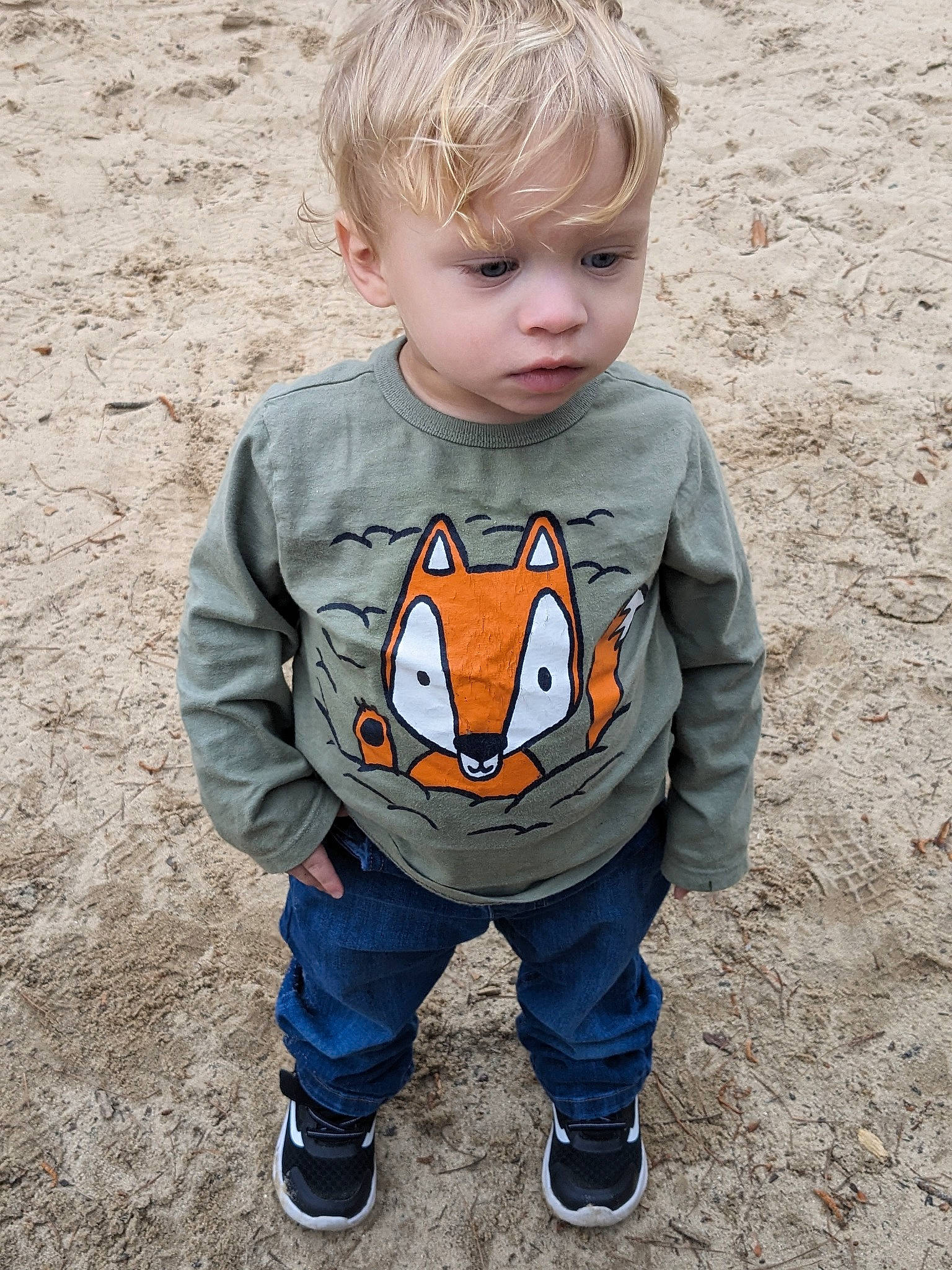 Lliam joined the competition — help win amazing prizes! baby, baby_toddler_clothing, cheek, child, fun, grass, hair, hairstyle, happy, head, outerwear, pattern, people_in_nature, person, plant, sitting, sleeve, soil, standing, t_shirt