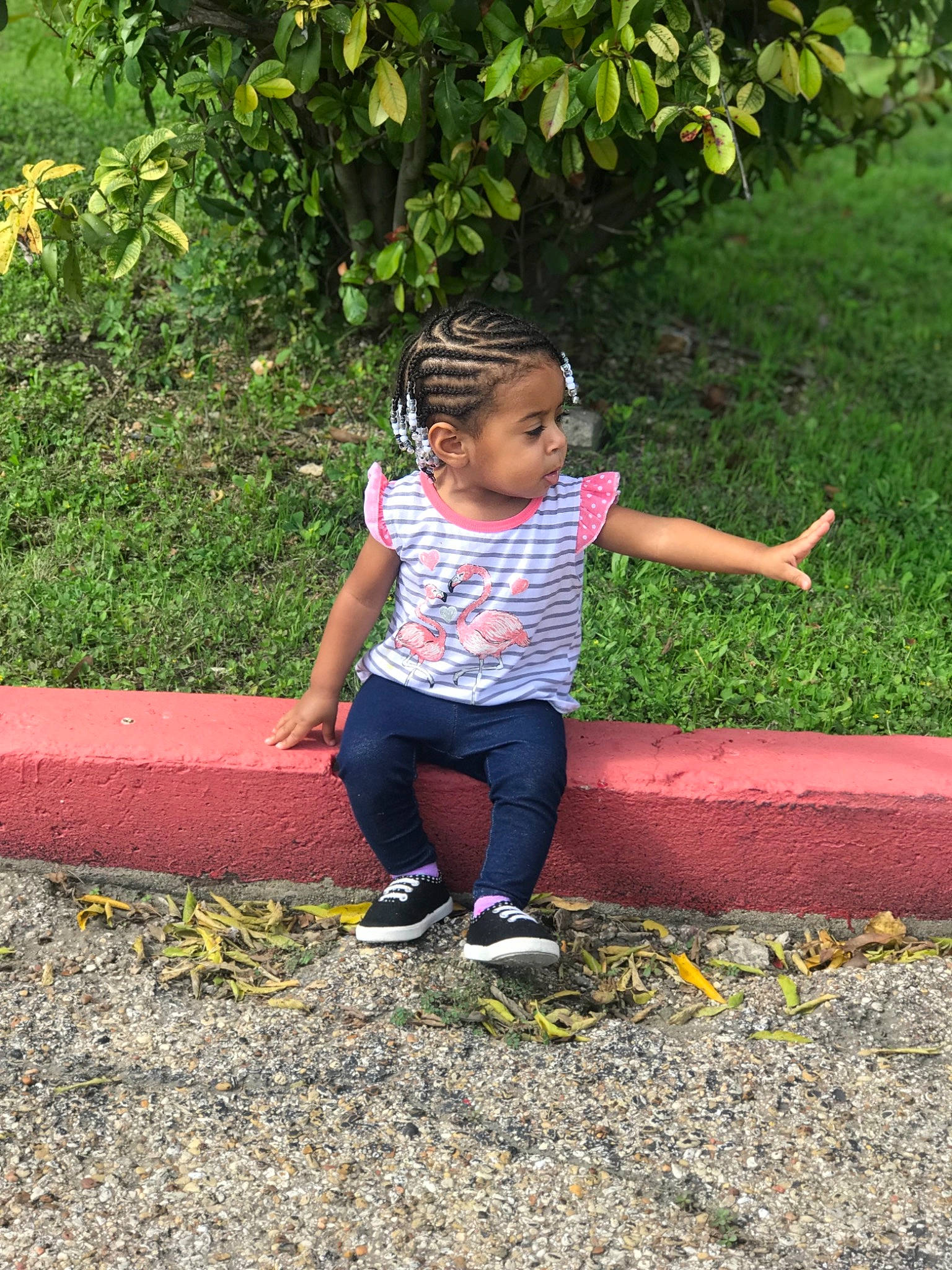 Ayvah joined the competition — help win amazing prizes! botany, child, fun, garden, grass, headwear, leaf, leg, leisure, park, person, plant, play, public_space, recreation, sitting, smile, summer, toddler, tree