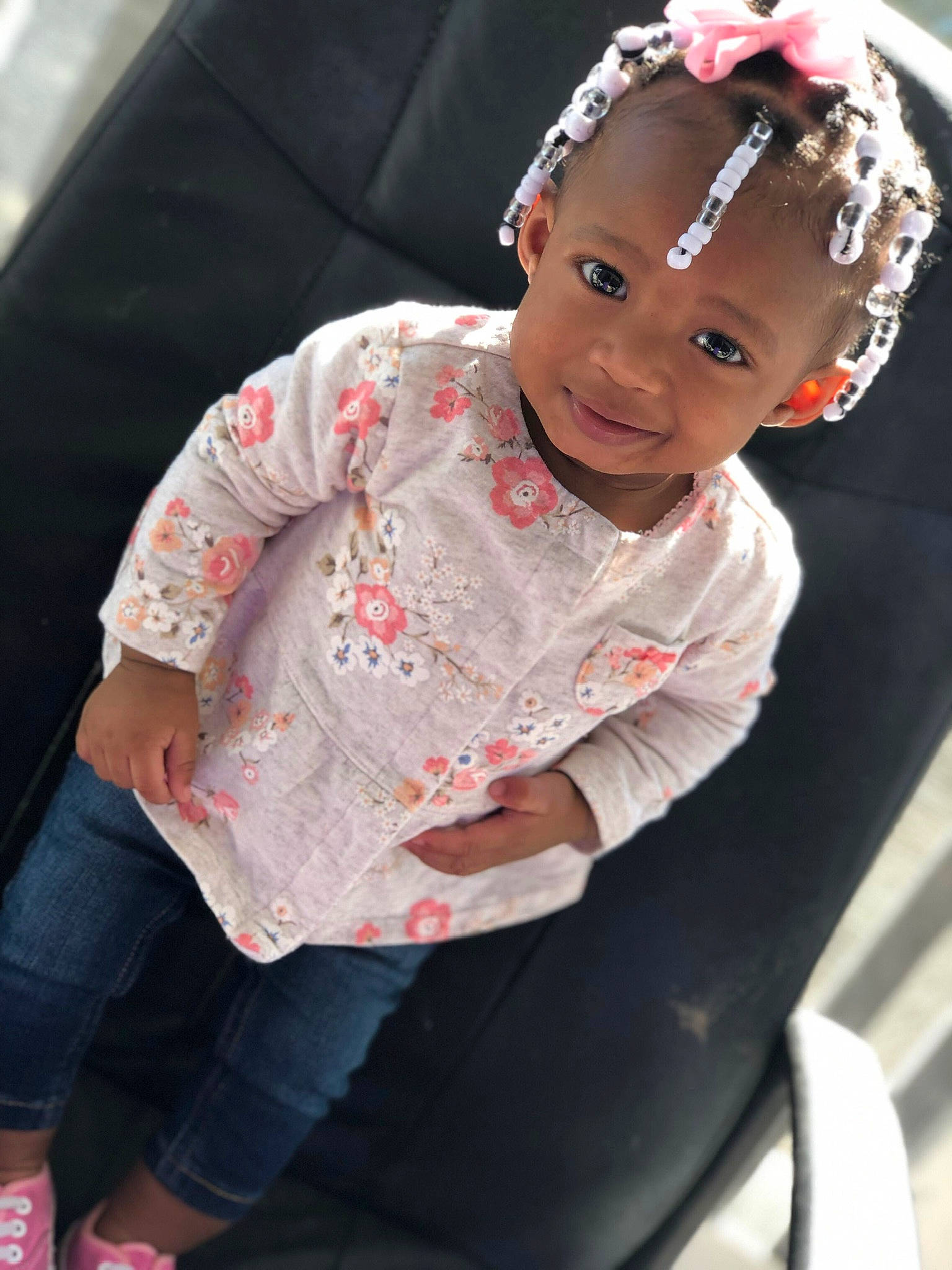 Legacy is registered to the contest to win money with this photo: baby, cheek, child, child_model, fashion_accessory, hair_accessory, headband, headgear, person, pink, product, skin, sleeve, toddler