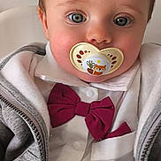 Luka Vucic participe au concours pour gagner de l'argent avec cette photo : baby, big_eyes, bow_tie, buttons, chubby_cheeks, close_up, cute, grey_jacket, hair, high_chair, infant, long_eyelashes, neutral_wall, pacifier, portrait, sitting, skin, soft_lighting, white_shirt, zipper