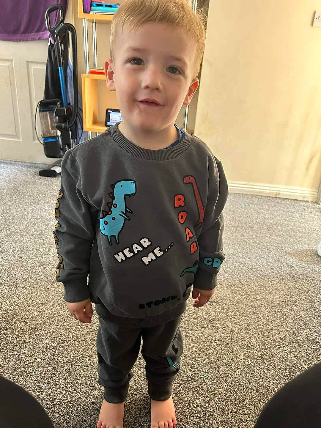 Leo joined the competition — help win amazing prizes! baby, baby_toddler_clothing, cabinetry, child, electric_blue, flooring, fun, gadget, happy, kitchen_appliance, person, plant, room, selfie, sleeve, smile, sportswear, standing, t_shirt, toddler