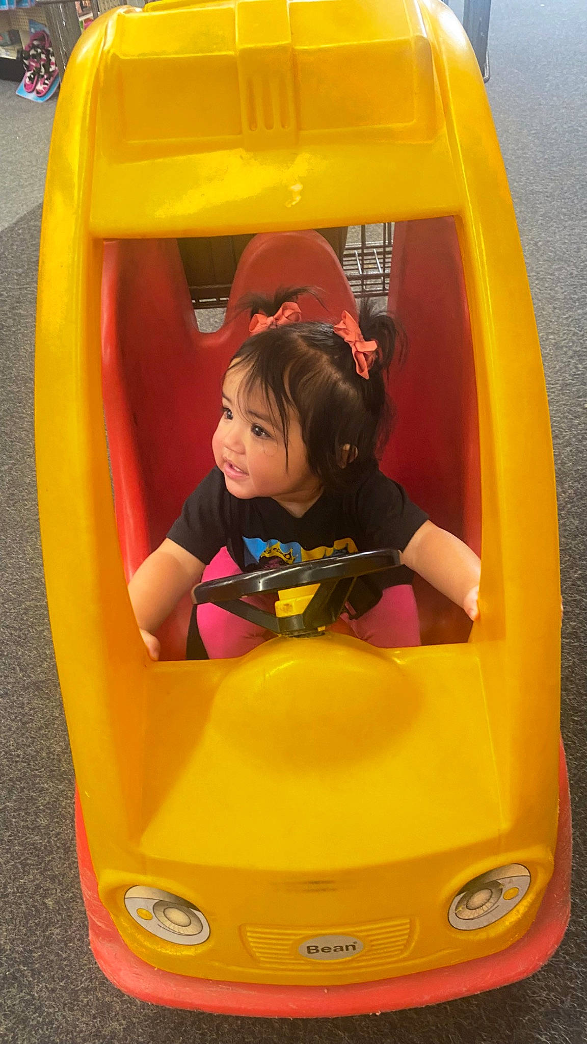 Dahlia joined the competition — help win amazing prizes! automotive_design, automotive_exterior, bumper, child, fun, green, hood, leisure, motor_vehicle, organ, person, photograph, playground, product, recreation, riding_toy, snapshot, tire, toddler, vehicle