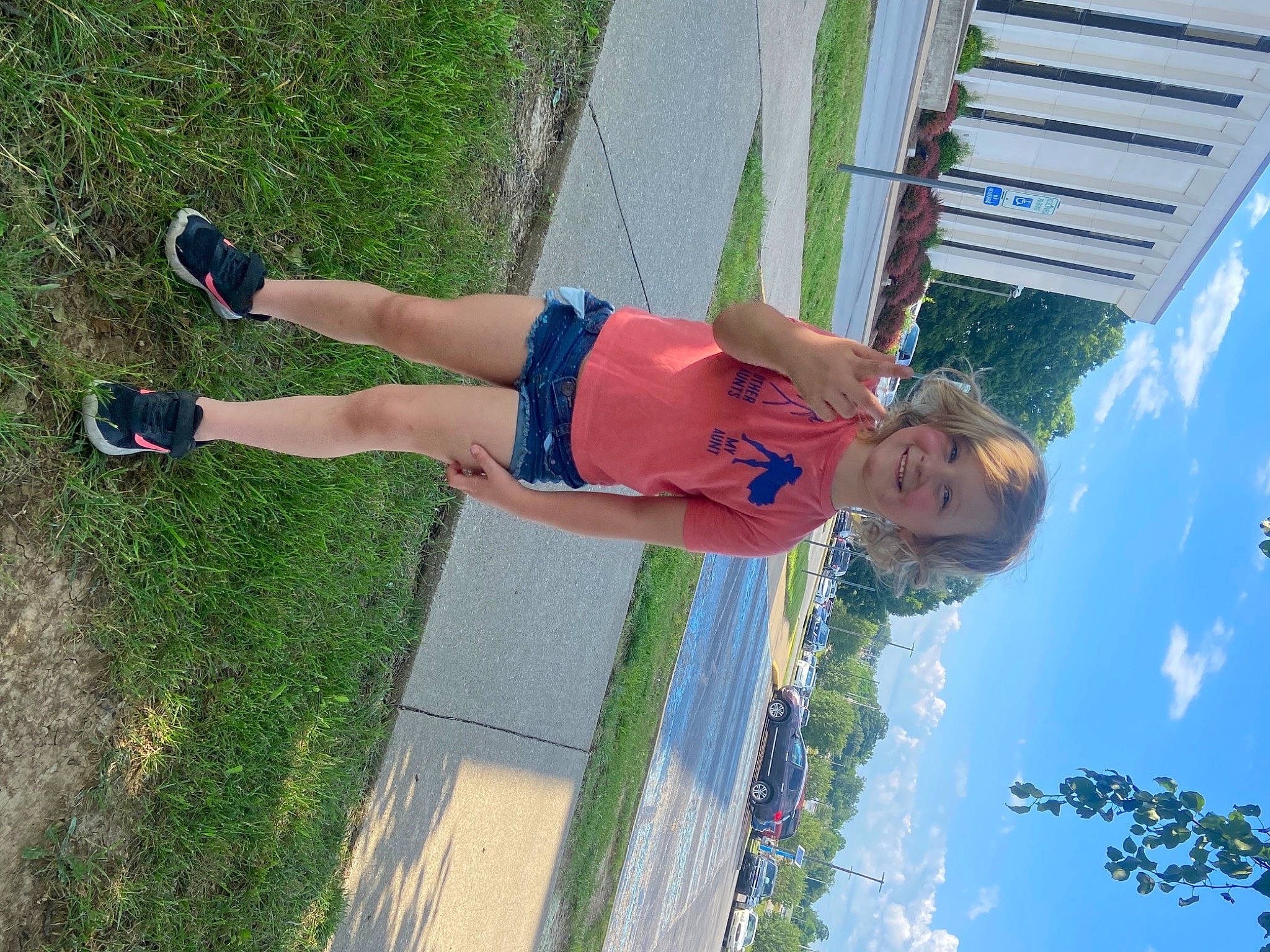 Delilah joined the competition — help win amazing prizes! calf, cloud, electric_blue, fun, grass, happy, human_leg, joy, knee, leisure, line, people_in_nature, person, recreation, shorts, sky, smile, thigh, tree, vacation