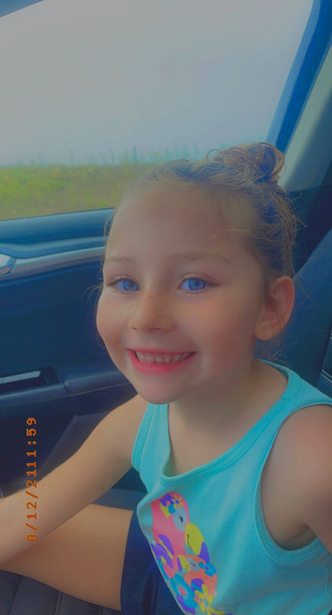 Tenley joined the competition — help win amazing prizes! aqua, azure, child, cool, electric_blue, facial_expression, fun, happy, iris, joy, leisure, lip, neck, person, recreation, selfie, skin, smile, t_shirt, toddler