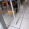 animal, black_cat, cat, chair, curious, cute, domestic_cat, floor, furniture, home, indoor, living_room, pet, pet_toy, playful, table, tile_floor, toy, whiskers, yellow_eyes