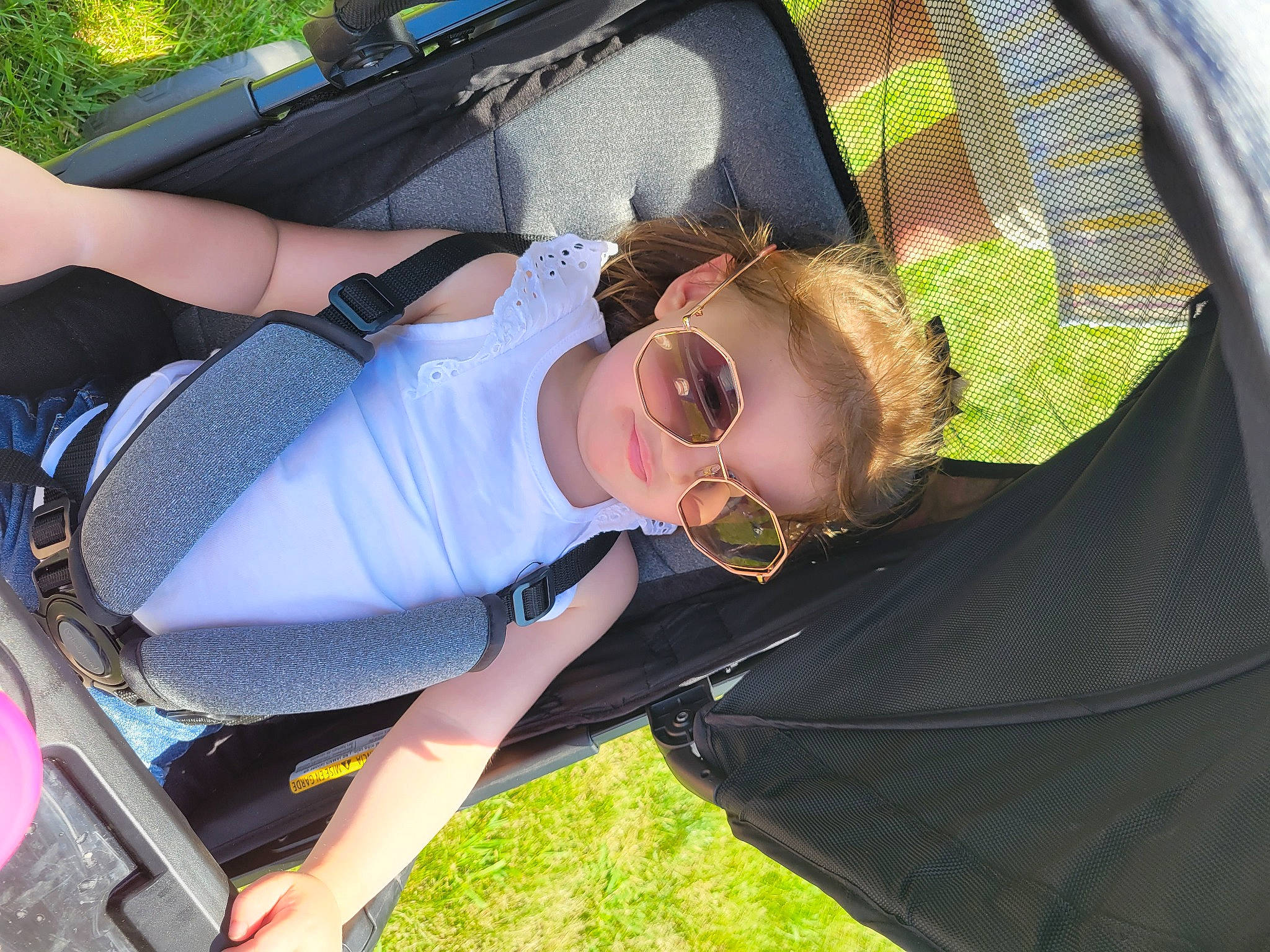 Aurora joined the competition — help win amazing prizes! baby_products, bag, car_seat, comfort, eyewear, fashion_accessory, fun, goggles, grass, leisure, luggage_and_bags, person, personal_protective_equipment, recreation, sitting, sunglasses, travel, tree, vacation, vehicle_door