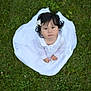 Aya joined the competition — help win amazing prizes! child, toddler, white_dress, grass, outdoor, portrait, top_view, looking_up, hair_flower, dark_hair, innocence, cute, sitting, lawn, nature, young_child, solemn_expression, soft_lighting, portrait_photography, candid