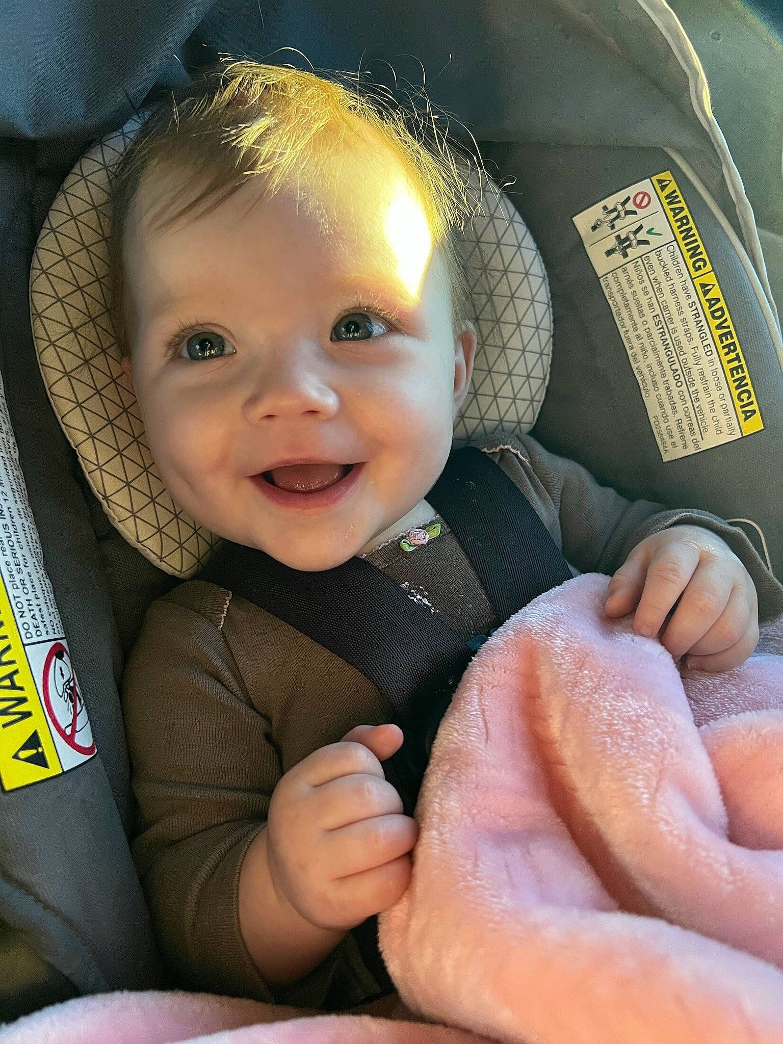 Kennedi joined the competition — help win amazing prizes! baby, baby_in_car_seat, baby_toddler_clothing, car_seat, cheek, child, comfort, eye, facial_expression, finger, gesture, happy, iris, joy, mouth, nose, person, product, skin, smile