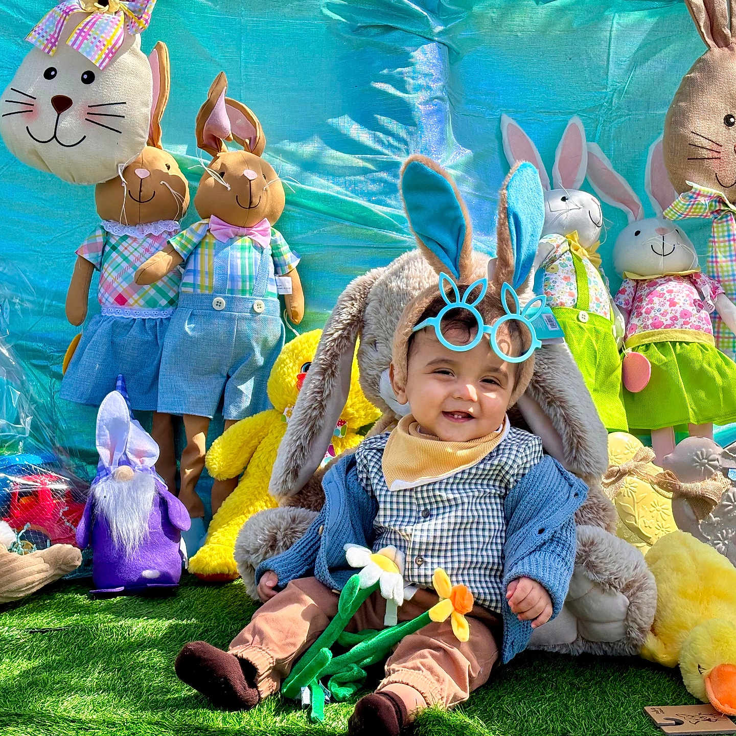 Asher joined the competition — help win amazing prizes! accessories, baby, bag, clothing, costume, doll, face, footwear, grass, handbag, hat, head, people, person, photography, plant, plush, portrait, shoe, toy