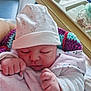 newborn, baby, sleeping, hat, clothing, blanket, hand, infant, cozy, cute, pattern, knitted, person, indoor, closeup, soft, peaceful, rest, child, portrait