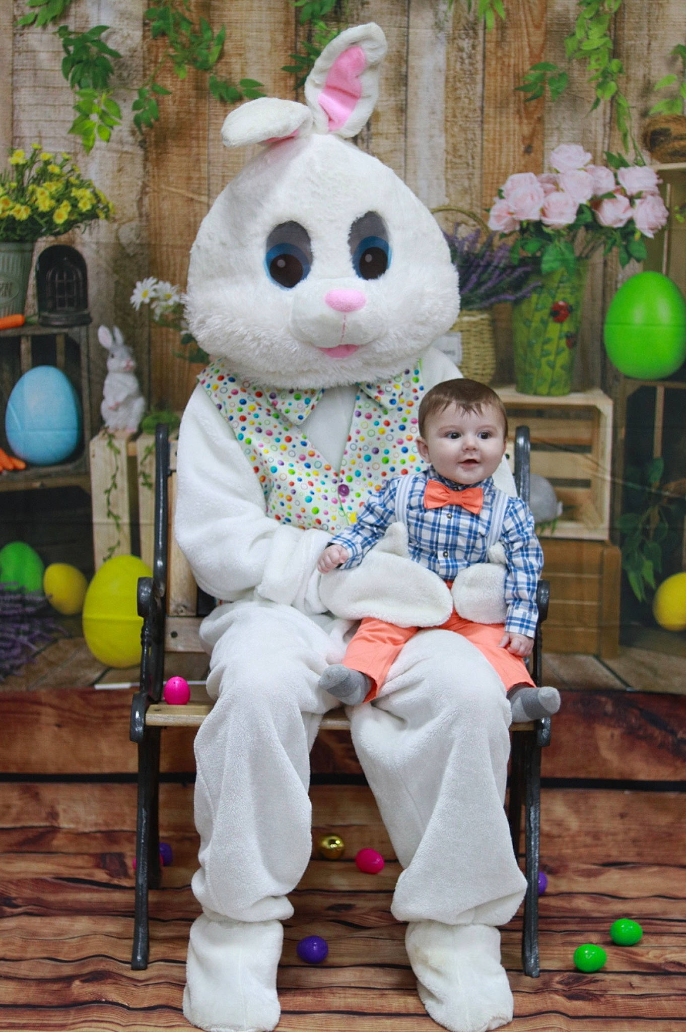 Waylon is registered to the contest to win money with this photo: balloon, child, easter_bunny, event, fun, fur, grass, green, happy, holiday, leisure, mascot, party_supply, person, pink, plant, plush, recreation, sneakers, toy
