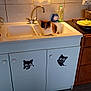 animal, bathroom, cabinet, canine, cat, closet, cooktop, cupboard, dog, doublesink, furniture, indoors, interiordesign, kitchen, laundry, pet, room, sink, sinkfaucet, tap