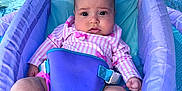 Ariella joined the competition — help win amazing prizes! baby, infant, pool, float, purple, pink, water, child, swimming, outdoor, summer, canopy, harness, legs, feet, cute, portrait, relaxing, sitting, expression