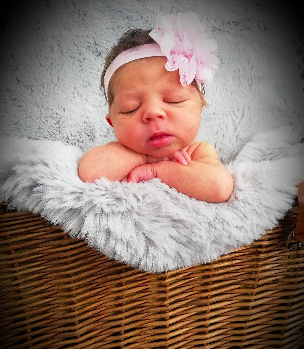 Ayvah joined the competition — help win amazing prizes! baby, baby_sleeping, baby_toddler_clothing, basket, cap, child, comfort, fashion_accessory, flash_photography, fur, happy, linens, lip, pattern, person, petal, pink, stock_photography, textile, toddler