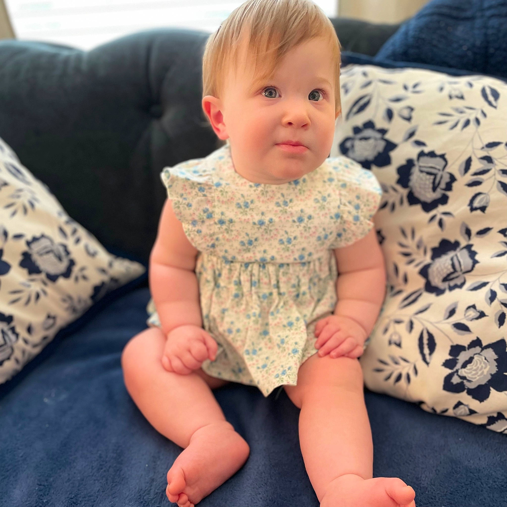 Irelynn joined the competition — help win amazing prizes! baby, baby_toddler_clothing, cheek, comfort, couch, eye, face, happy, head, human_leg, iris, knee, lip, neck, person, skin, sleeve, stomach, thigh, thumb