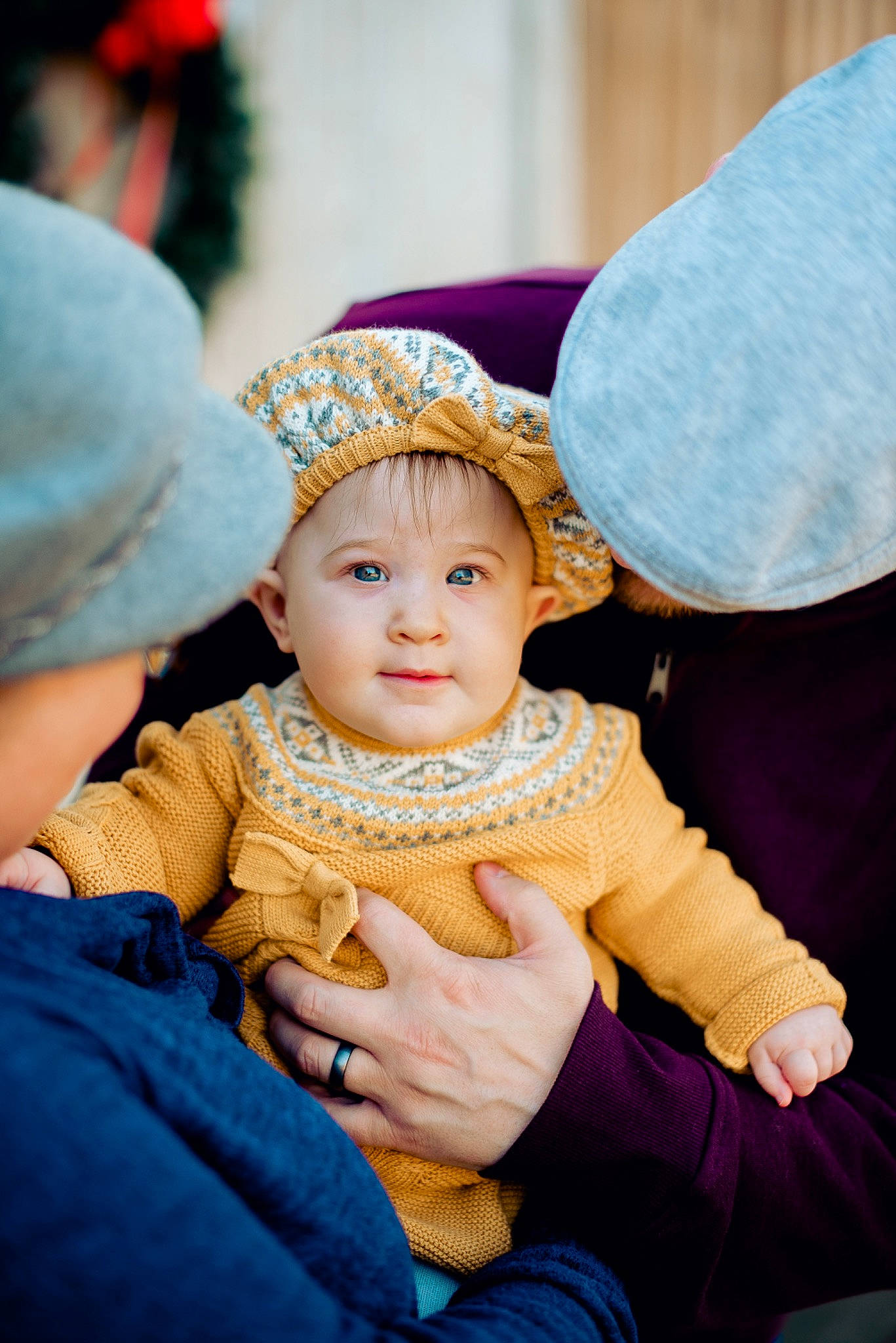 Irelynn joined the competition — help win amazing prizes! baby, child, dress, event, eye, fashion_accessory, fun, gesture, happy, hat, headgear, headpiece, headwear, interaction, jewellery, person, product, purple, sitting, skin