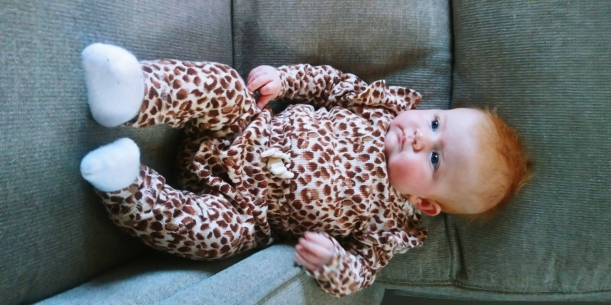 Fiona is registered to the contest to win money with this photo: baby, baby_sleeping, baby_toddler_clothing, comfort, fawn, head, human_body, leg, linens, mammal, pattern, person, product, skin, sleeve, smile, toddler, toy, vertebrate, wood