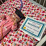 Serenity is registered to the contest to win money with this photo: baby, celebration, certificate, child, crib, cute, floral_blanket, graduation_cap, healthcare, hospital, indoors, infant, lying_down, medical_tubes, newborn, nicu, oxygen_tube, patient, person, pink_onesie