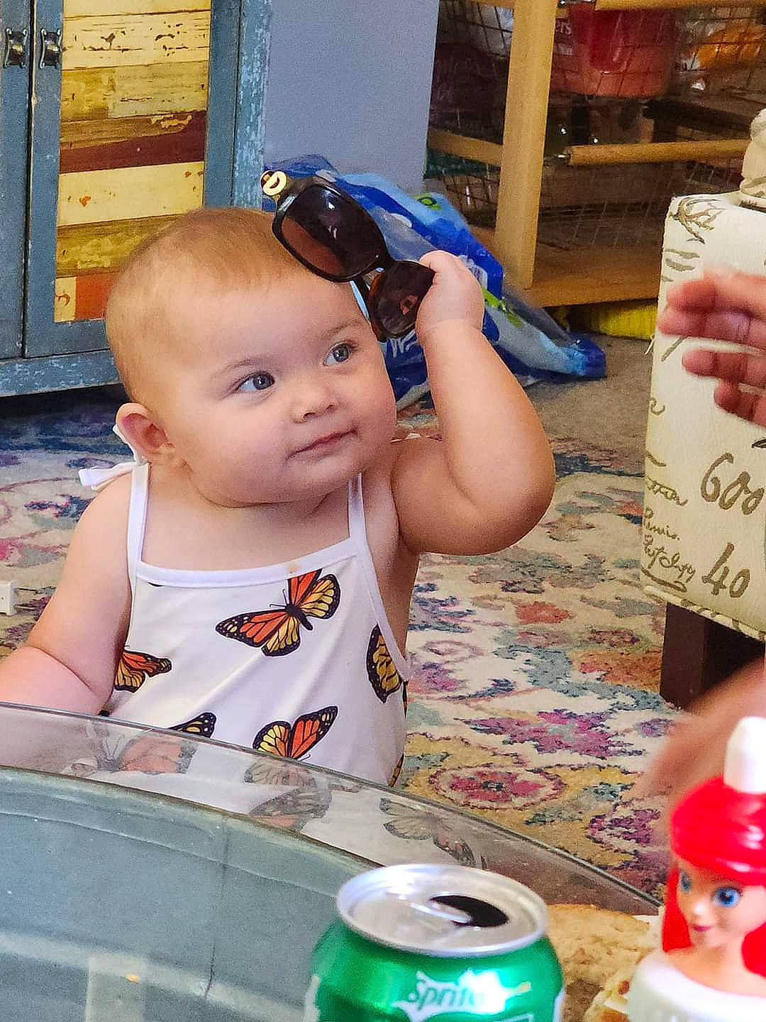 Carlee joined the competition — help win amazing prizes! aluminum_can, baby, baby_toddler_clothing, beverage_can, blue, child, drink, drinkware, fun, handwriting, happy, joy, leisure, paint, person, plastic, plastic_bottle, snapshot, tin_can, toddler