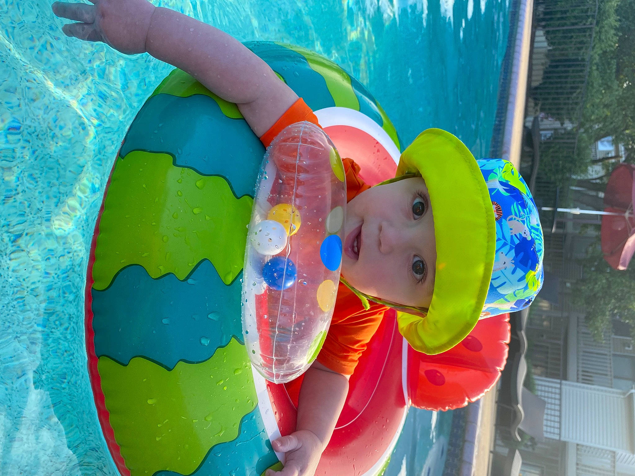 Izaiah joined the competition — help win amazing prizes! baby, baby_products, baby_toddler_clothing, baby_toys, child, circle, electric_blue, fun, happy, hat, headwear, inflatable, leisure, party_supply, person, play, recreation, smile, toddler, toy