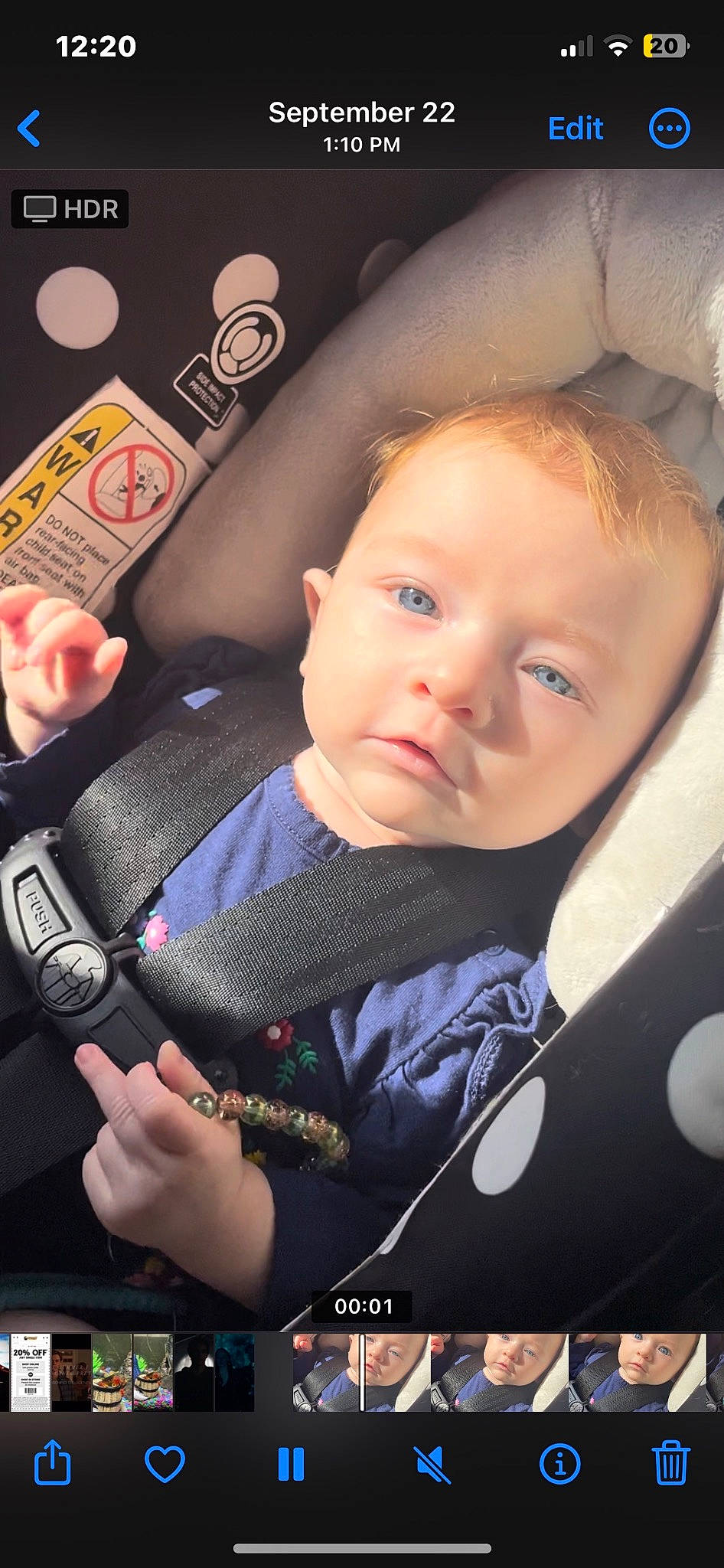 Lily is registered to the contest to win money with this photo: baby, baby_carriage, baby_toddler_clothing, cheek, child, comfort, cool, eyebrow, facial_expression, finger, gesture, hand, headwear, human, iris, lip, mouth, person, product, skin