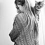 Tokyo a rejoint le concours — aidez-le/la à gagner de superbes lots ! woman, cat, tabby_cat, portrait, black_and_white, sweater, long_hair, ponytail, indoor, pet, animal, cozy, knitwear, shoulder, cute, closeup, calm, casual, friendship, companion