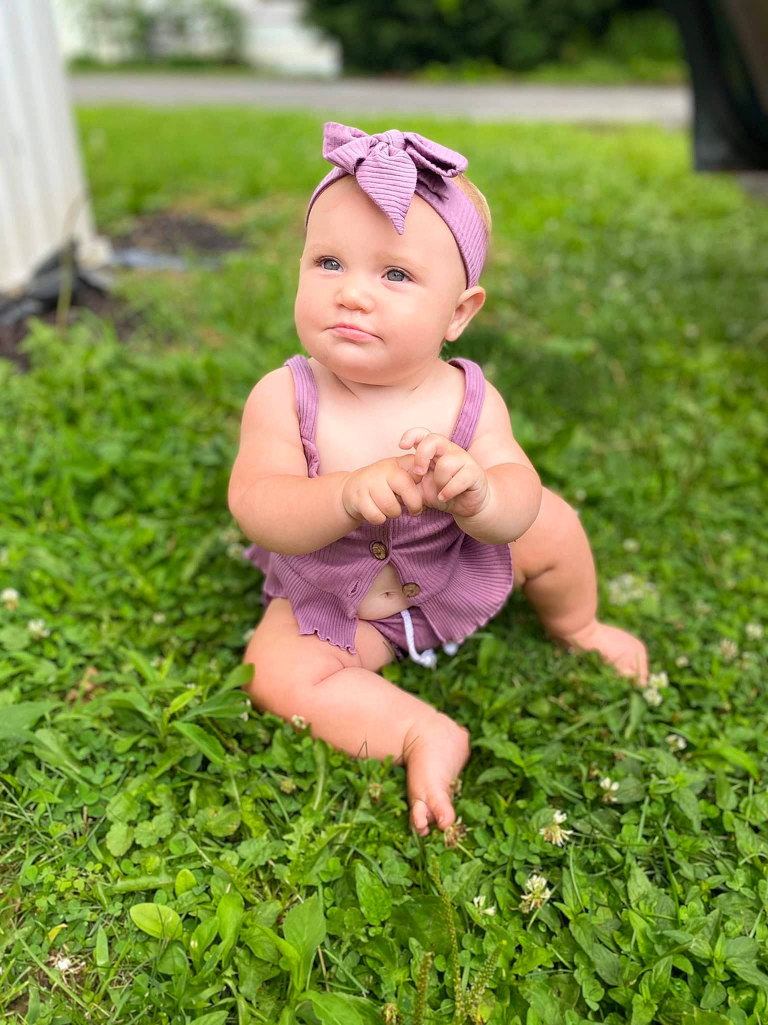 Lilac is registered to the contest to win money with this photo: baby, baby_toddler_clothing, garden, grass, grass_family, groundcover, happy, hat, headgear, headwear, lawn, leg, meadow, people_in_nature, person, petal, plant, smile, sun_hat, tent