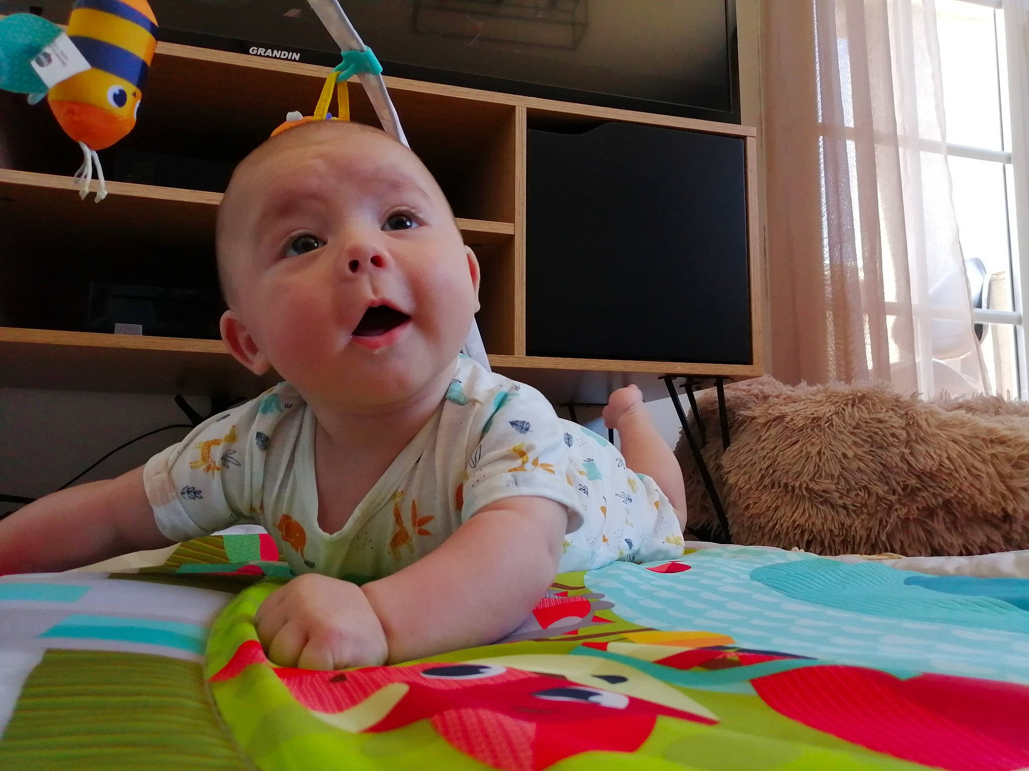 Saveriu participe au concours pour gagner de l'argent avec cette photo : baby, child, comfort, curtain, eye, flooring, fun, happy, head, leisure, linens, mouth, person, play, room, sitting, smile, textile, toddler, tummy_time