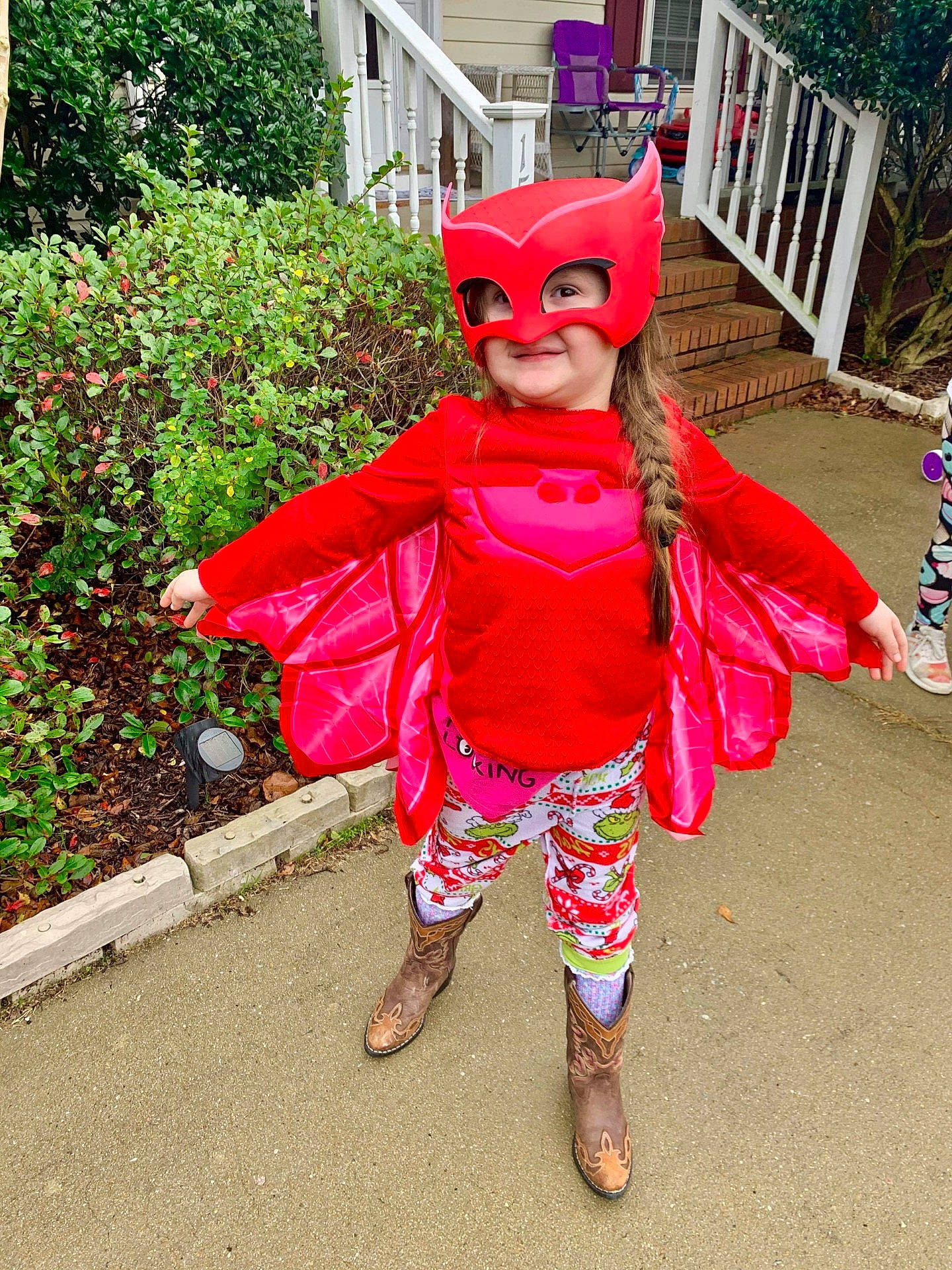 Emeri joined the competition — help win amazing prizes! carmine, costume, event, fictional_character, fur, glove, grass, headgear, magenta, mascot, mask, masque, person, personal_protective_equipment, pink, plant, recreation, red, toddler, tree