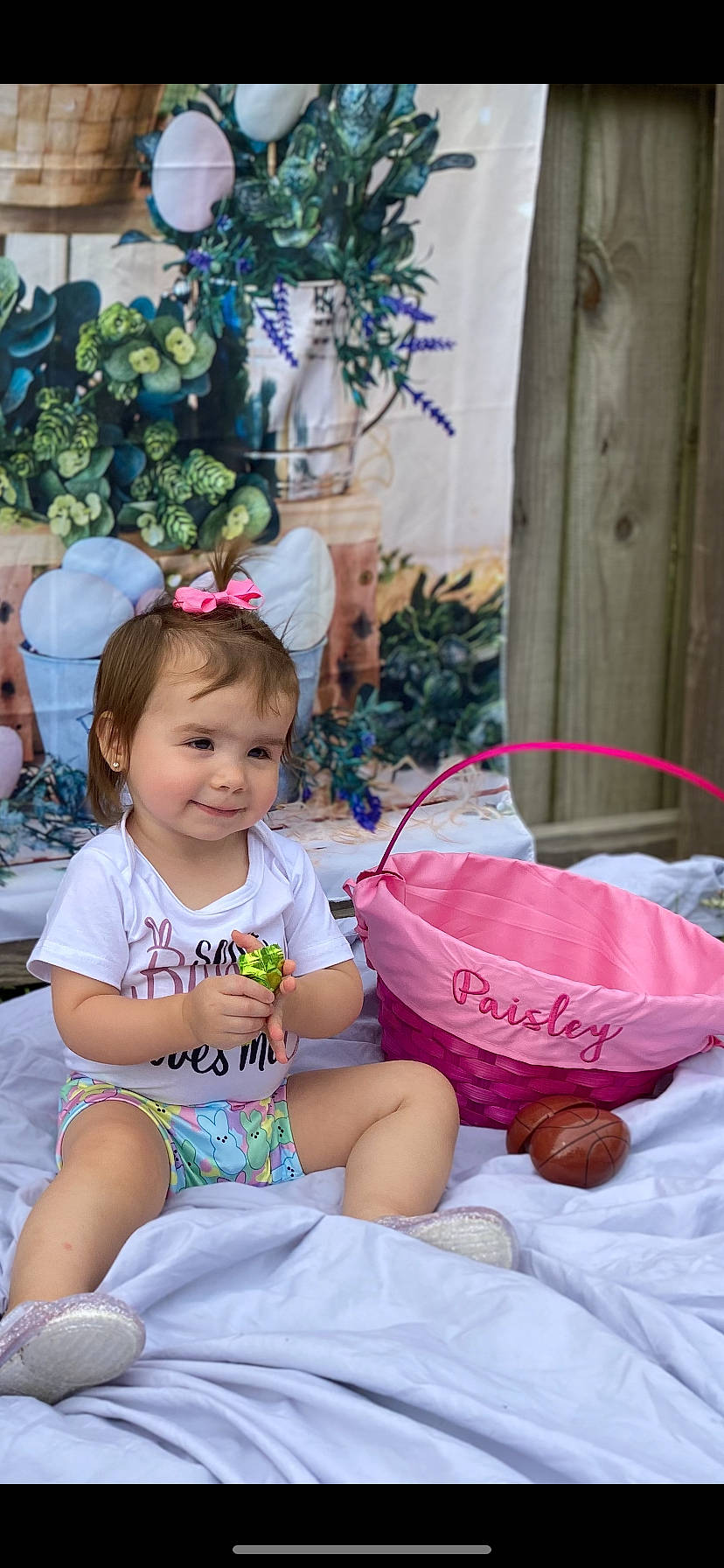 Paisley joined the competition — help win amazing prizes! baby, baby_toddler_clothing, blue, child, event, fun, grass, happy, holiday, leisure, magenta, person, photograph, pink, plant, recreation, shorts, sitting, snapshot, toddler