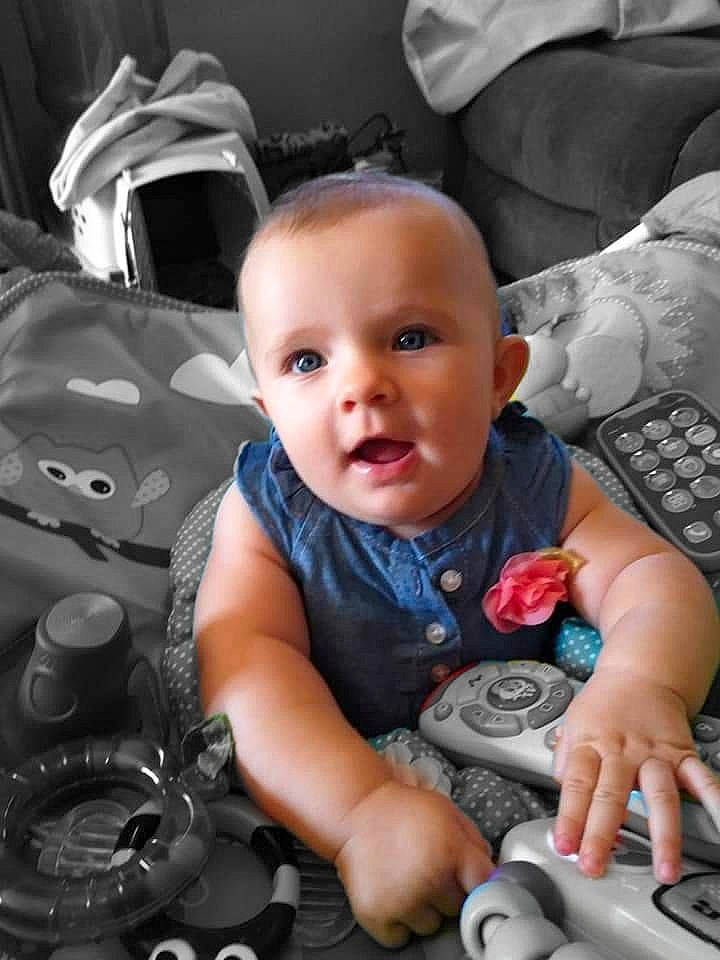 Airianna joined the competition — help win amazing prizes! automotive_tire, baby, baby_toddler_clothing, black, child, comfort, flash_photography, fun, gadget, hand, happy, input_device, peripheral, person, product, sitting, smile, snapshot, technology, toddler