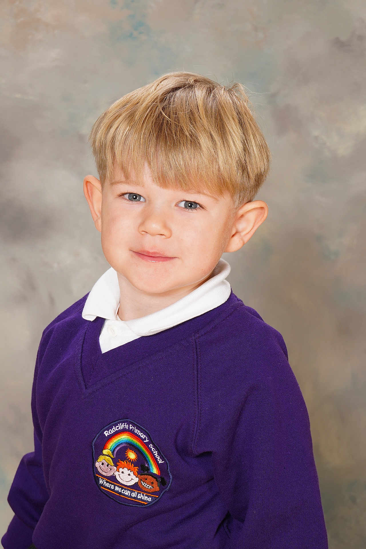 Bodhi joined the competition — help win amazing prizes! child, boy, portrait, school_uniform, sweater, blonde_hair, smile, blue_eyes, face, casual, indoor, primary_school, cute, young, person, photography, background, headshot, student, happy
