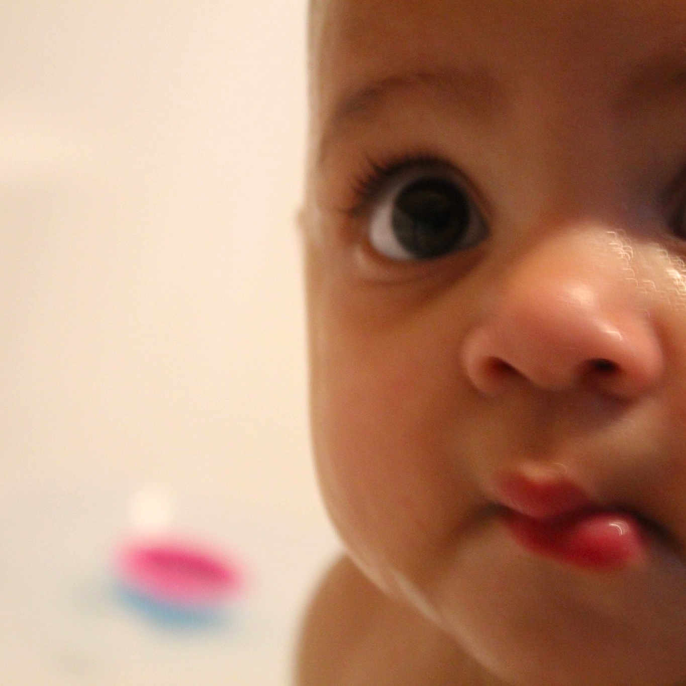 Gaia joined the competition — help win amazing prizes! baby, cheek, child, ear, eyelash, gesture, happy, iris, lip, macro_photography, mouth, nose, portrait_photography, smile, thumb, toddler