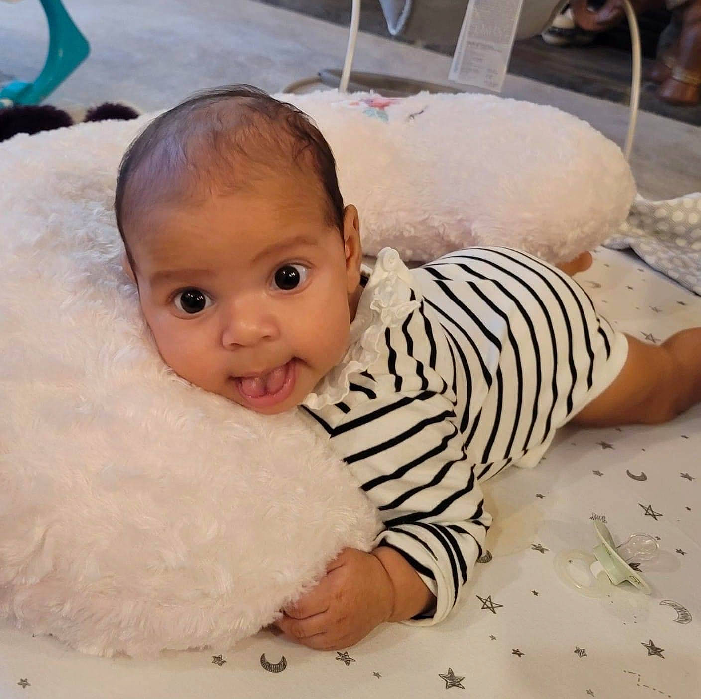 Gaia joined the competition — help win amazing prizes! baby, baby_toddler_clothing, beauty, cheek, child, comfort, face, facial_expression, flooring, hairstyle, happy, headgear, linens, nose, person, skin, sleeve, smile, textile, toddler