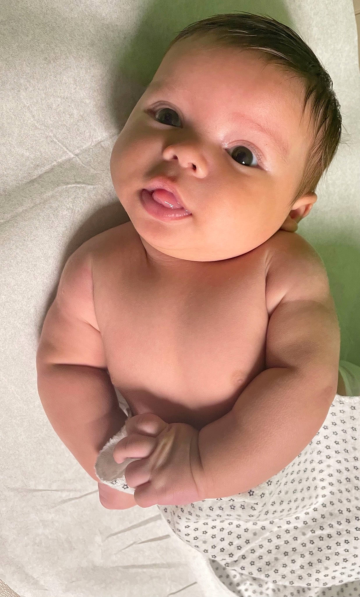 Aziel is registered to the contest to win money with this photo: arm, baby, cheek, eye, eyebrow, eyelash, face, flash_photography, hand, head, human_body, iris, lip, mouth, neck, nose, person, skin, sleeve, smile