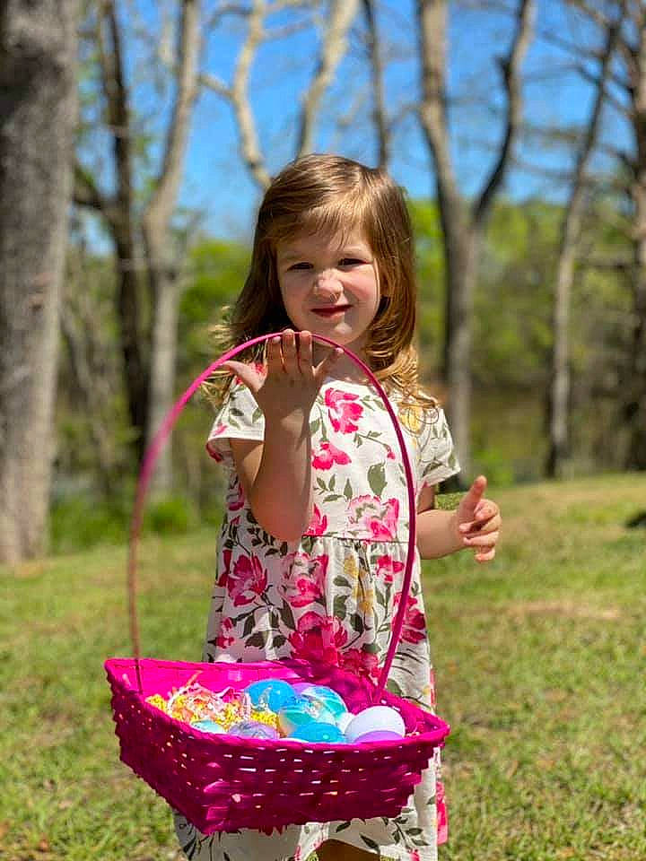 Blakelyn joined the competition — help win amazing prizes! child, dress, easter, eye, facial_expression, fun, grass, green, happy, joy, leaf, leisure, people_in_nature, person, pink, plant, sky, smile, tire, toddler