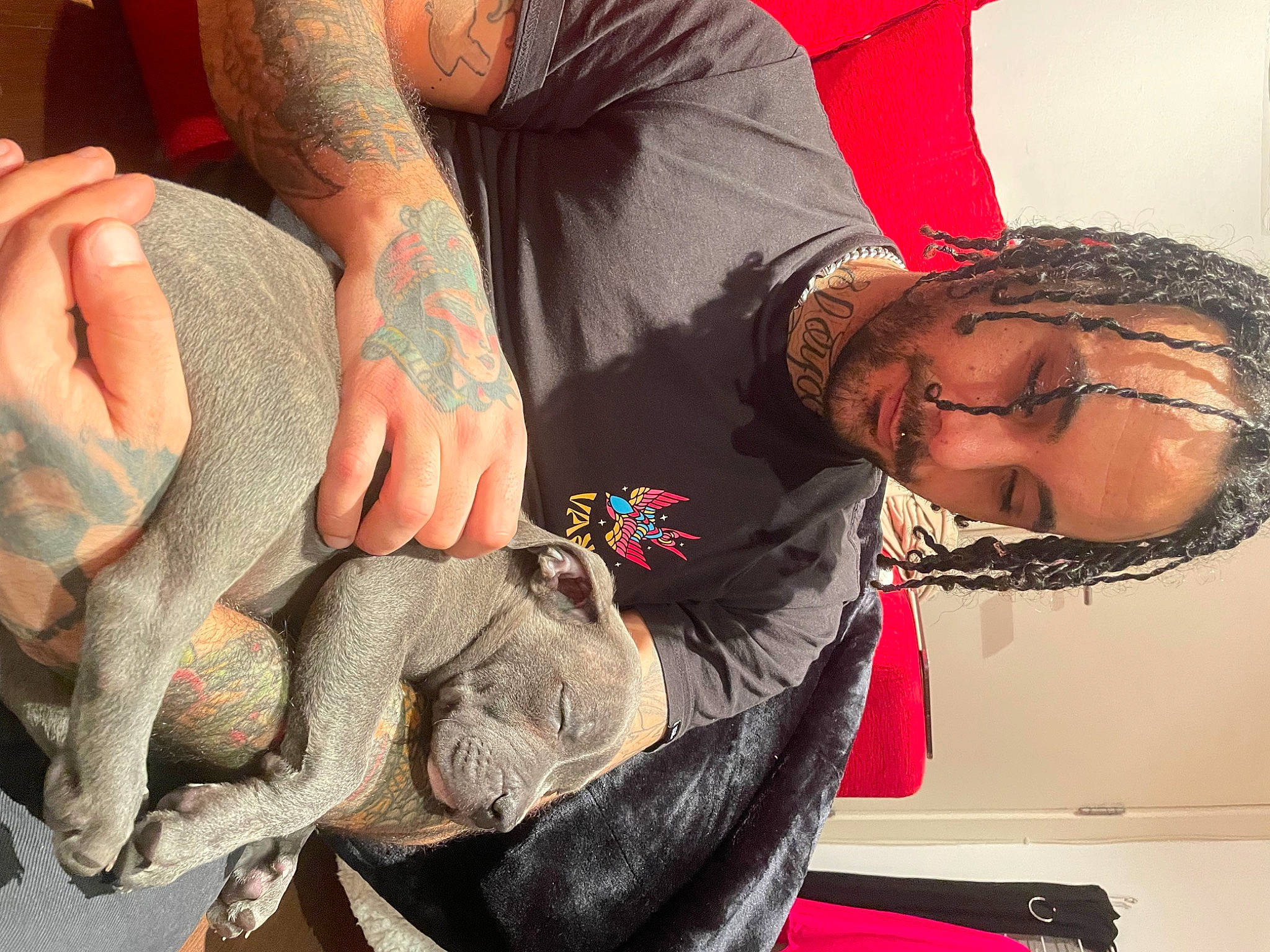 Rio is registered to the contest to win money with this photo: arm, chest, comfort, cool, elbow, eyewear, fashion_design, flesh, fun, human_leg, joint, knee, mouth, nail, pattern, reptile, skin, tattoo_artist, thigh, wrist