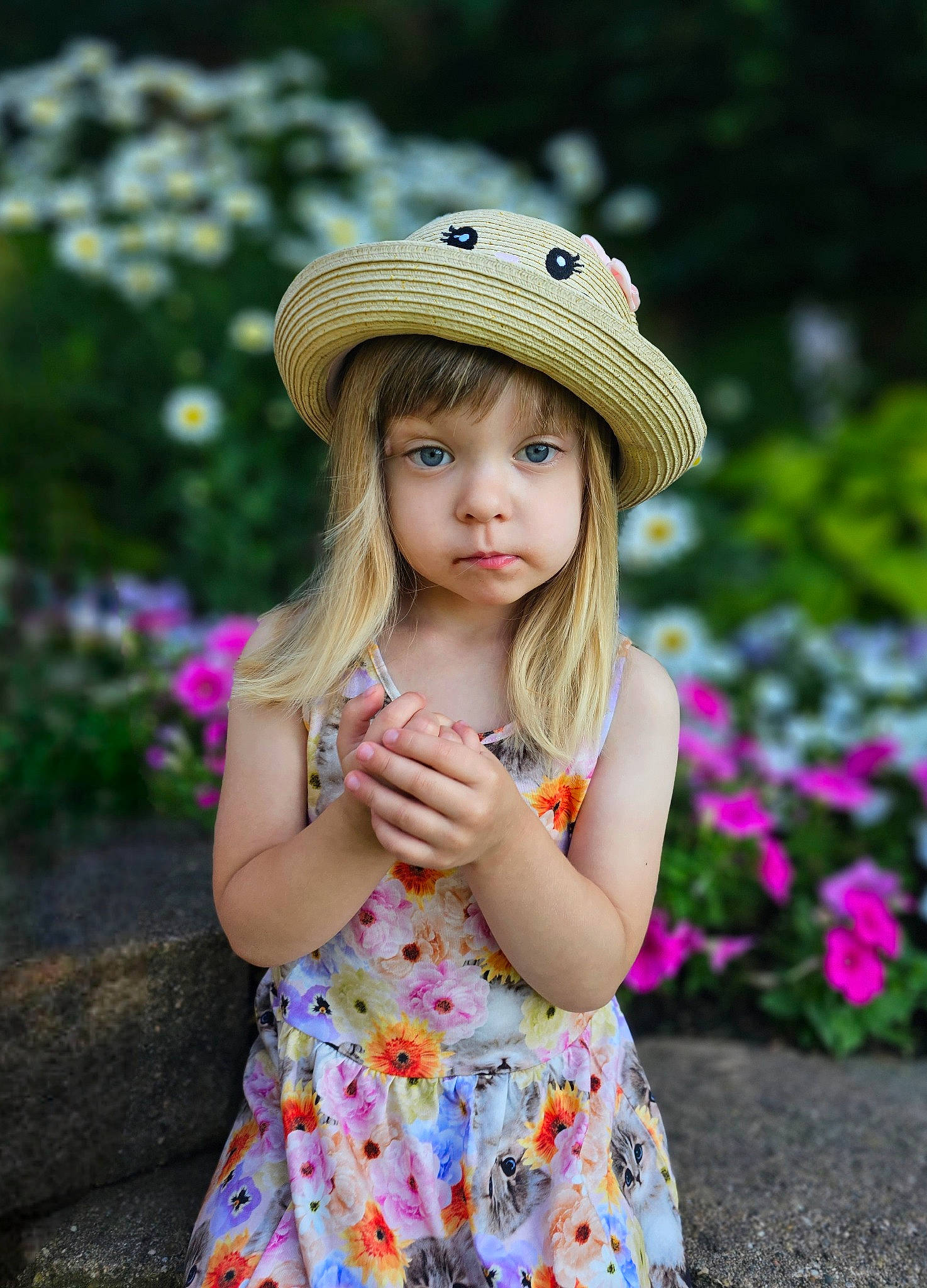 Selene joined the competition — help win amazing prizes! cap, clothing, dress, face, facial_expression, flash_photography, fun, grass, hairstyle, happy, hat, headwear, lip, outerwear, people_in_nature, person, pink, plant, skin, standing