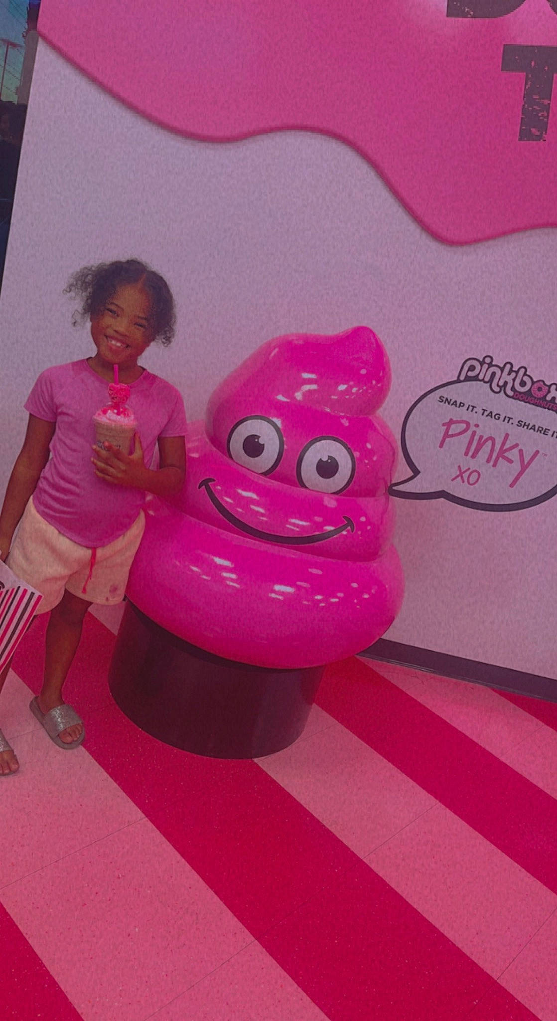 Avah Sweatt is registered to the contest to win money with this photo: animation, carmine, flooring, font, fun, happy, joy, magenta, material_property, pattern, person, pink, plastic, purple, recreation, shorts, smile, textile, toddler, toy