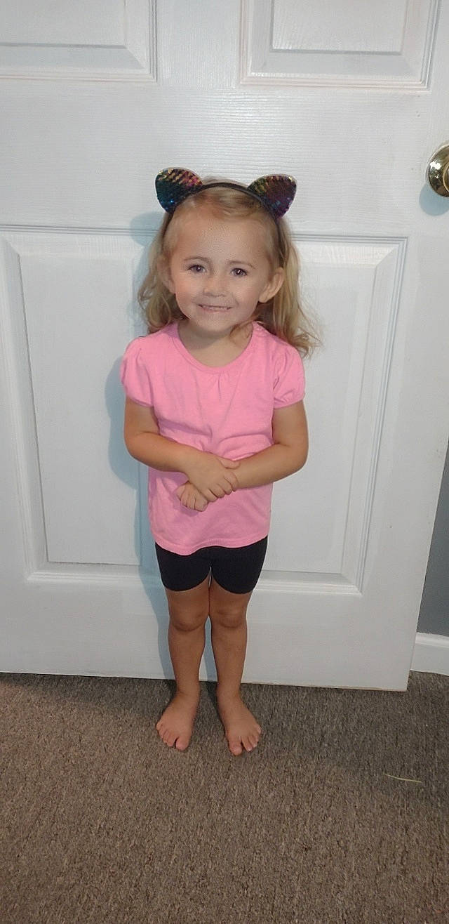 Lakelyn joined the competition — help win amazing prizes! baby_toddler_clothing, cheek, child, dress, face, fun, happy, head, human_leg, joy, leg, magenta, person, pink, shorts, shoulder, skin, sleeve, smile, t_shirt