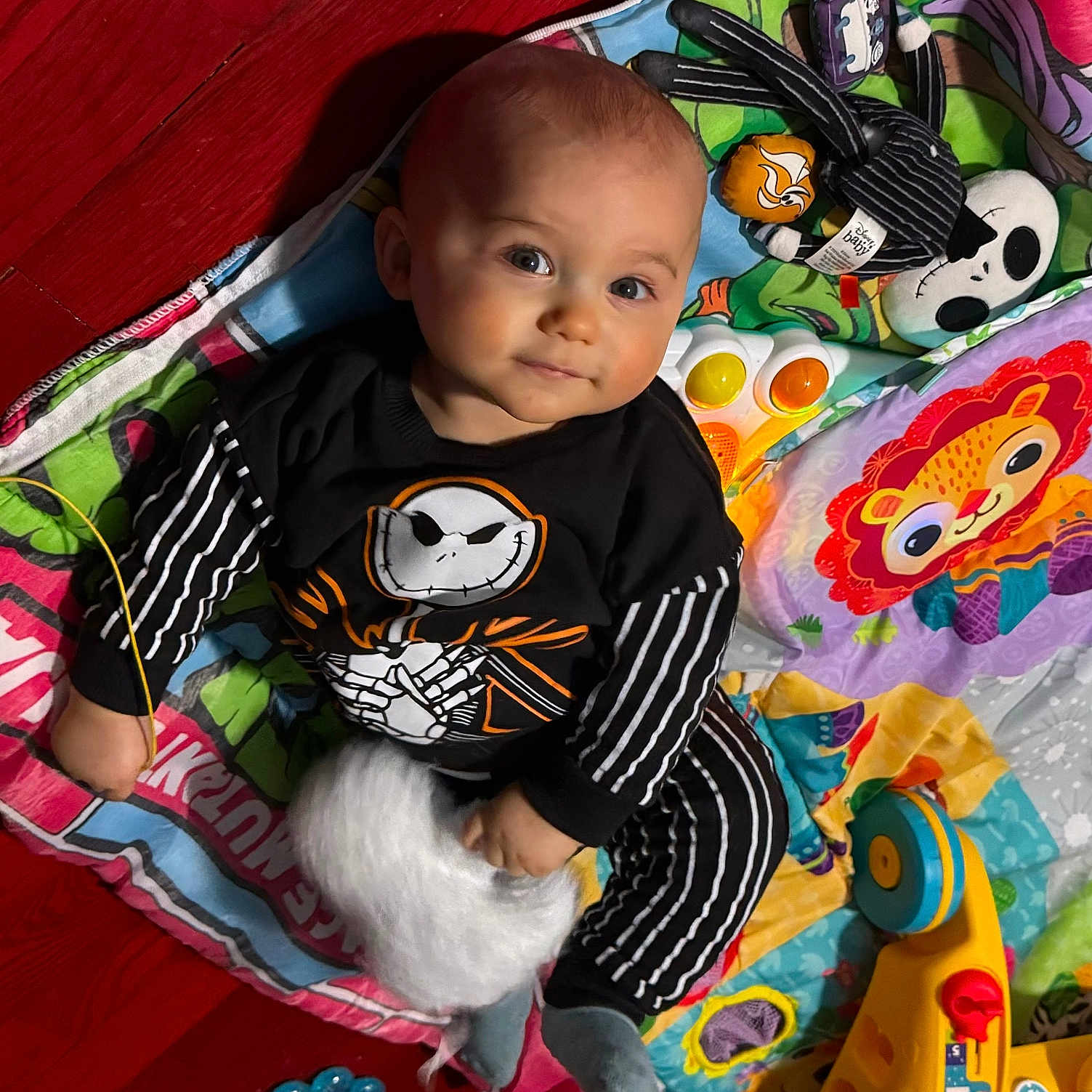 Hendrix joined the competition — help win amazing prizes! baby, ball, blanket, clothing, couch, cushion, face, football, furniture, head, homedecor, person, photography, portrait, quilt, sitting, soccer, soccerball, sport, t_shirt