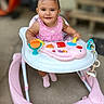Olivia joined the competition — help win amazing prizes! baby, walker, pink_dress, toy, smiling, child, outdoor, floor, colorful, face, person, infant, happy, feet, plastic, play, cute, young, fun, portrait