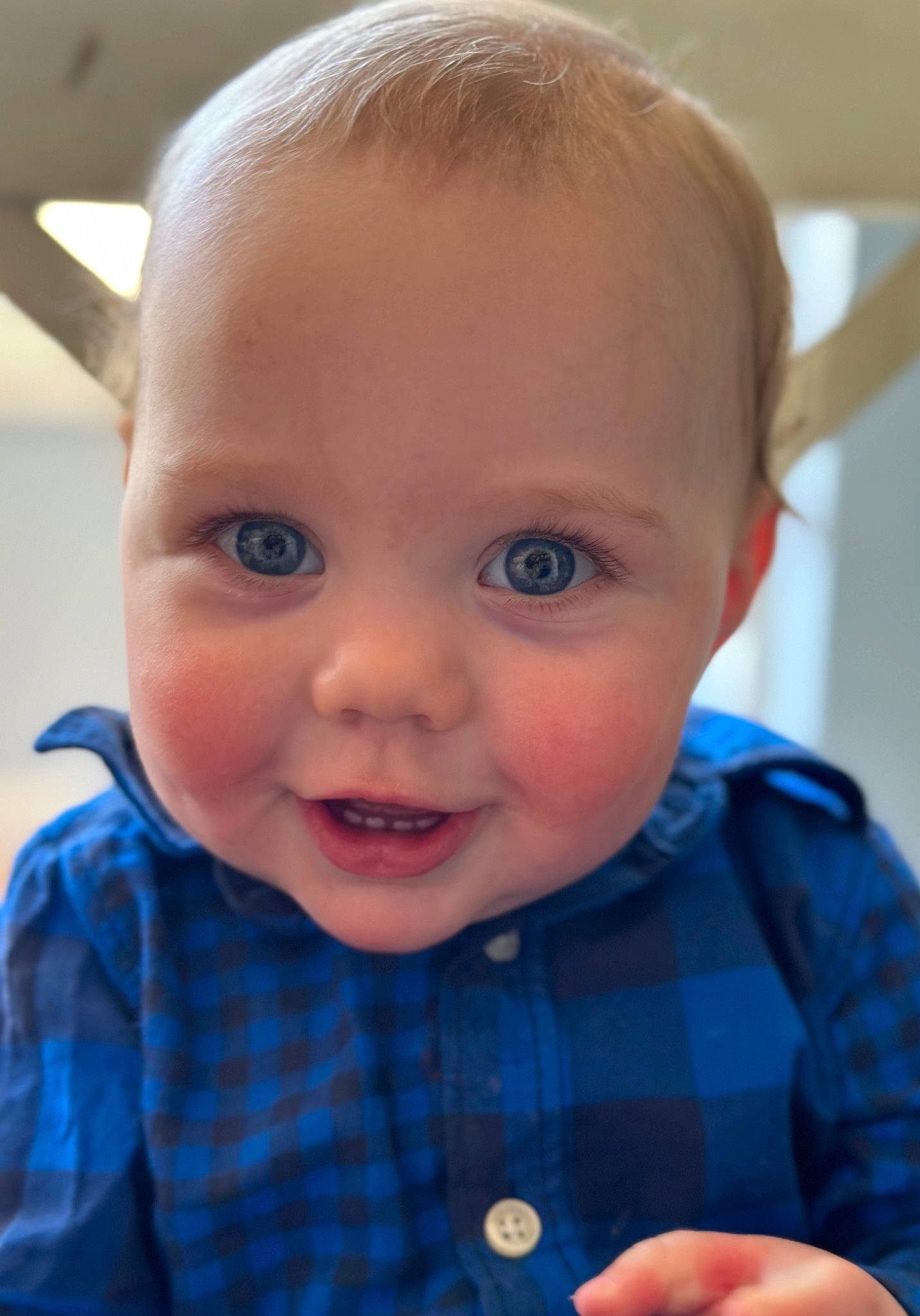 Jc is registered to the contest to win money with this photo: azure, baby, baby_toddler_clothing, cheek, child, collar, ear, eyelash, finger, happy, iris, lip, mouth, nose, person, skin, sleeve, smile, standing, tartan