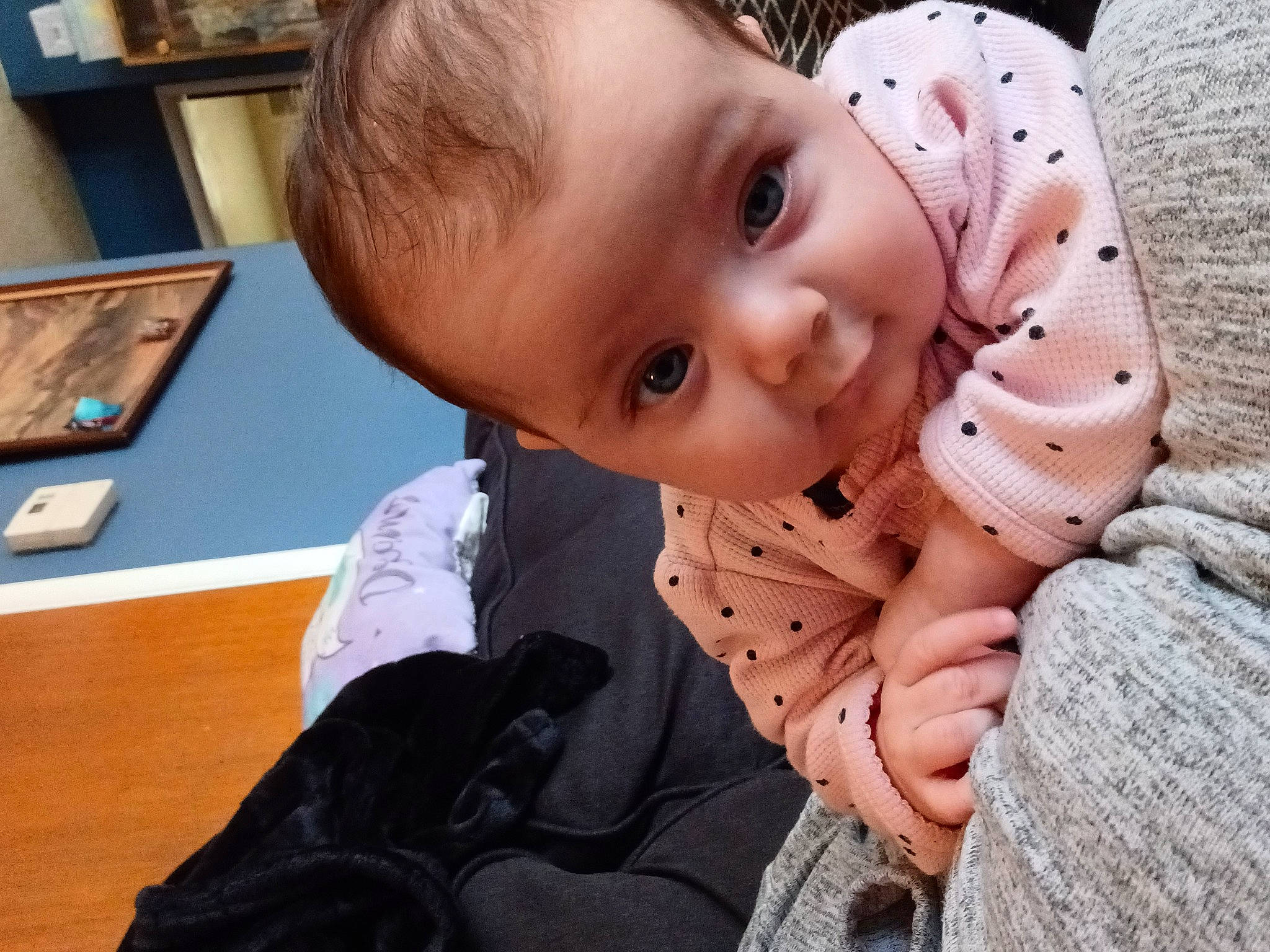 Daisy Mae joined the competition — help win amazing prizes! baby, baby_toddler_clothing, cheek, child, collar, eye, finger, flooring, fun, gesture, happy, iris, lip, neck, nose, person, sitting, skin, sleeve, toddler